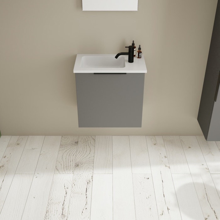 burgbad Eqio Waschtischkombination mit Mineralguss-Waschtisch, 52 cm, mit Griff G0200