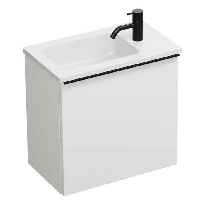 burgbad Eqio Waschtischkombination mit Mineralguss-Waschtisch, 52 cm, mit Griffleiste G0252