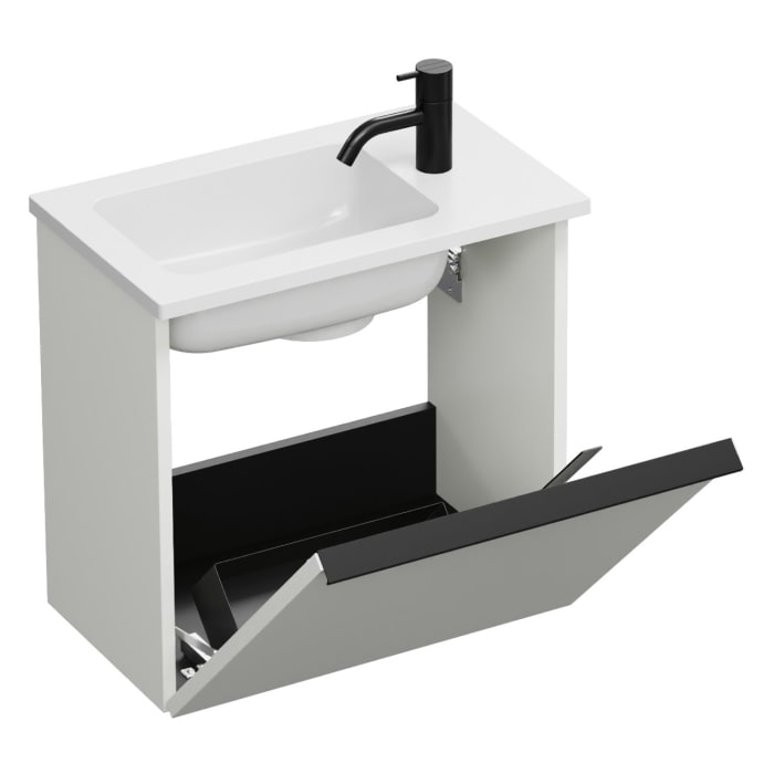 burgbad Eqio Waschtischkombination mit Mineralguss-Waschtisch, 52 cm, mit Griffleiste G0252