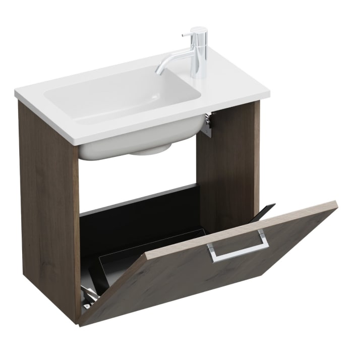 burgbad Eqio Waschtischkombination mit Mineralguss-Waschtisch, 52 cm, mit Stangengriff P95