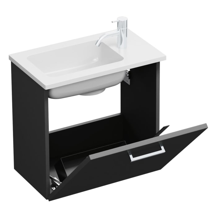 burgbad Eqio Waschtischkombination mit Mineralguss-Waschtisch, 52 cm, mit Stangengriff P95