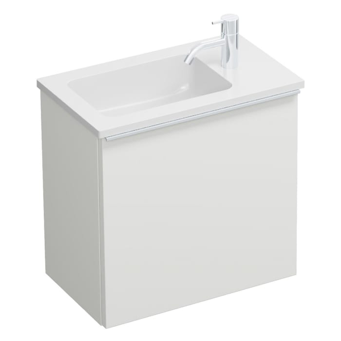 burgbad Eqio Waschtischkombination mit Mineralguss-Waschtisch, 52 cm, mit Griffleiste G0251