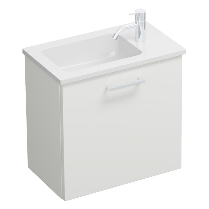 burgbad Eqio Waschtischkombination mit Mineralguss-Waschtisch, 52 cm, mit Stangengriff P95