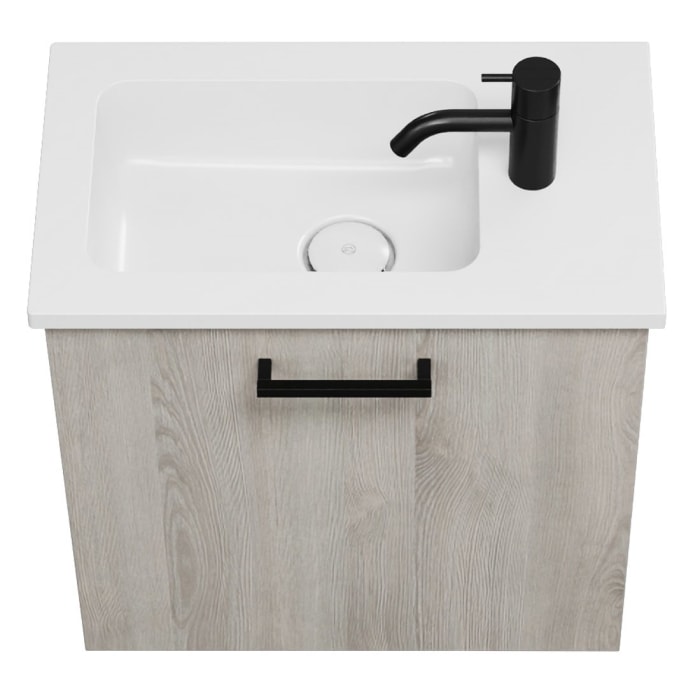 burgbad Eqio Waschtischkombination mit Mineralguss-Waschtisch, 52 cm, mit Stangengriff G0234