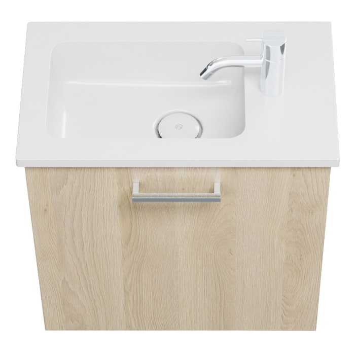 burgbad Eqio Waschtischkombination mit Mineralguss-Waschtisch, 52 cm, mit Stangengriff P95