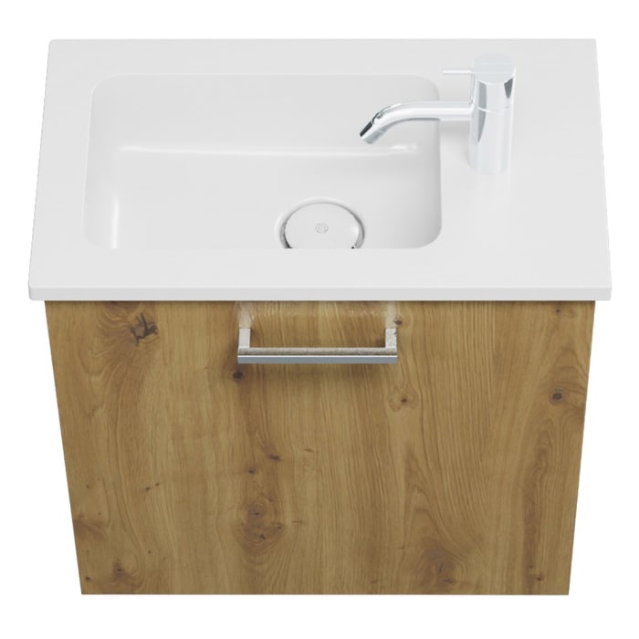 burgbad Eqio Waschtischkombination mit Mineralguss-Waschtisch, 52 cm, mit Stangengriff P95