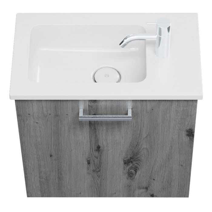 burgbad Eqio Waschtischkombination mit Mineralguss-Waschtisch, 52 cm, mit Stangengriff P95