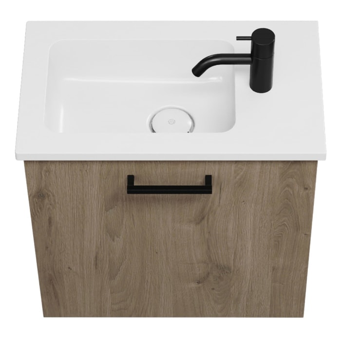 burgbad Eqio Waschtischkombination mit Mineralguss-Waschtisch, 52 cm, mit Stangengriff G0234