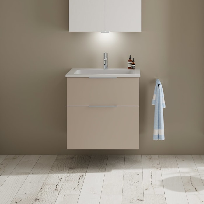 burgbad Eqio Waschtischkombination mit Mineralguss-Waschtisch, 62 cm, mit Griff G0146