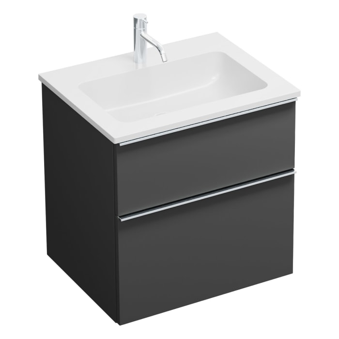 burgbad Eqio Waschtischkombination mit Mineralguss-Waschtisch, 62 cm, mit Griffleiste G0251