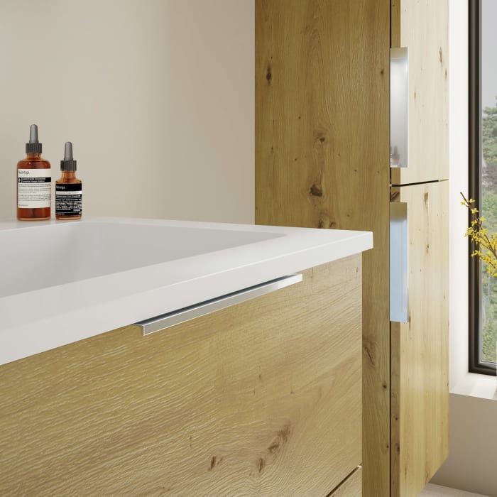 burgbad Eqio Waschtischkombination mit Mineralguss-Waschtisch, 62 cm, mit Griff G0146