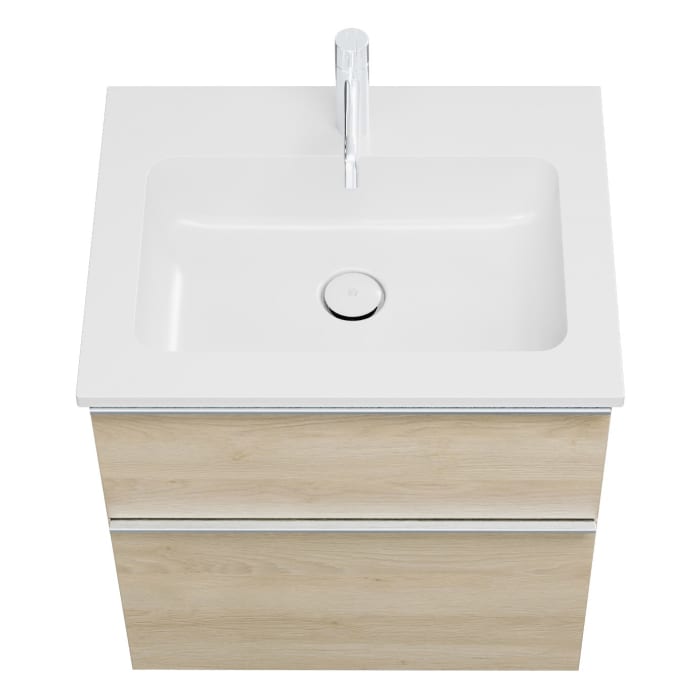 burgbad Eqio Waschtischkombination mit Mineralguss-Waschtisch, 62 cm, mit Griffleiste G0251