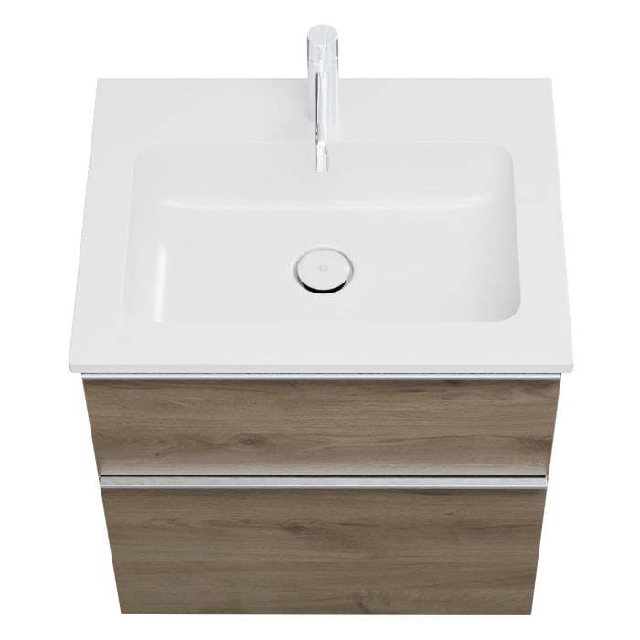 burgbad Eqio Waschtischkombination mit Mineralguss-Waschtisch, 62 cm, mit Griffleiste G0251