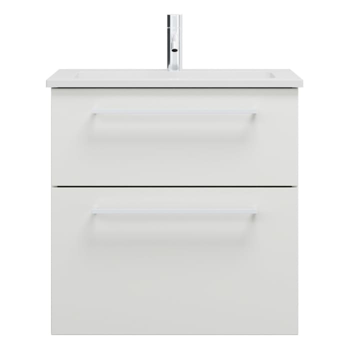 burgbad Eqio Waschtischkombination mit Mineralguss-Waschtisch, 62 cm, mit Stangengriff P95