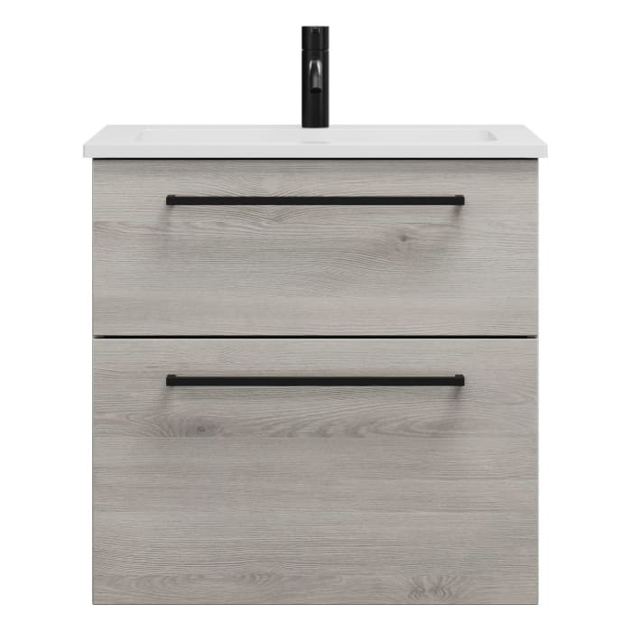 burgbad Eqio Waschtischkombination mit Mineralguss-Waschtisch, 62 cm, mit Stangengriff G0234