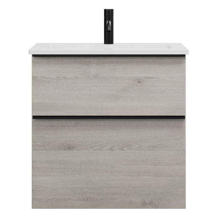 burgbad Eqio Waschtischkombination mit Mineralguss-Waschtisch, 62 cm, mit Griffleiste G0252