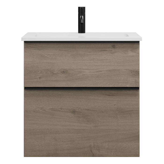 burgbad Eqio Waschtischkombination mit Mineralguss-Waschtisch, 62 cm, mit Griffleiste G0252