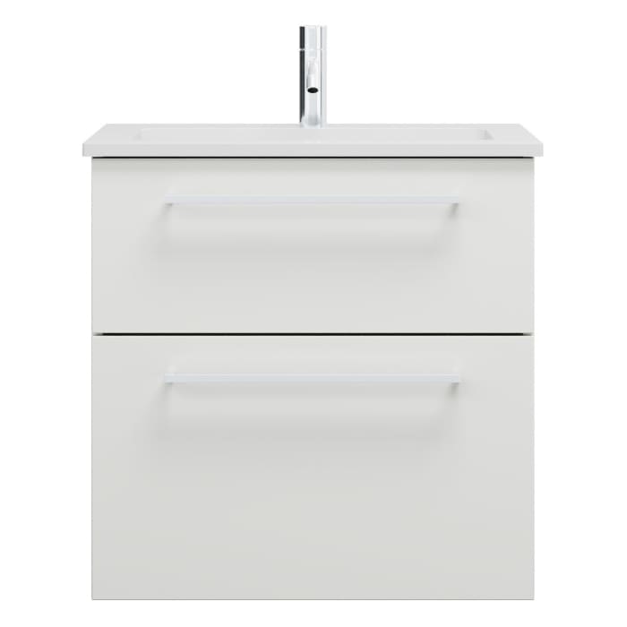 burgbad Eqio Waschtischkombination mit Mineralguss-Waschtisch, 62 cm, mit Stangengriff P95