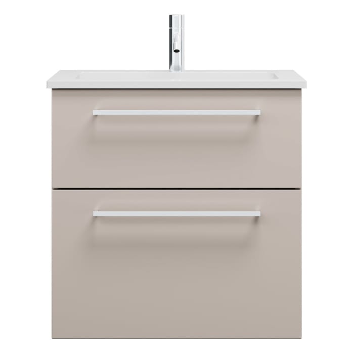 burgbad Eqio Waschtischkombination mit Mineralguss-Waschtisch, 62 cm, mit Stangengriff P95