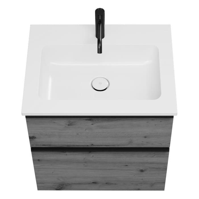 burgbad Eqio Waschtischkombination mit Mineralguss-Waschtisch, 62 cm, mit Griffleiste G0252