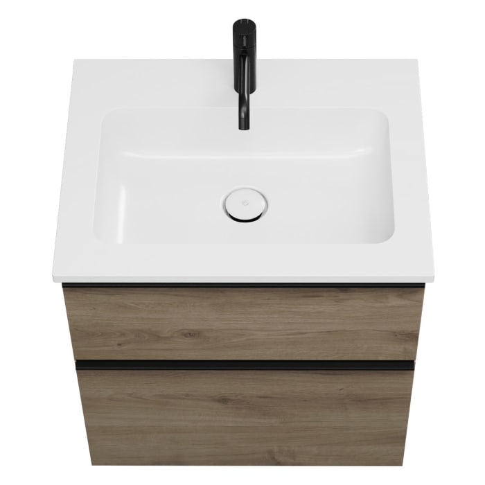 burgbad Eqio Waschtischkombination mit Mineralguss-Waschtisch, 62 cm, mit Griffleiste G0252