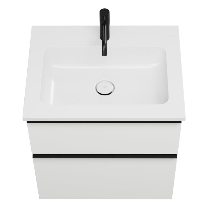 burgbad Eqio Waschtischkombination mit Mineralguss-Waschtisch, 62 cm, mit Griffleiste G0252