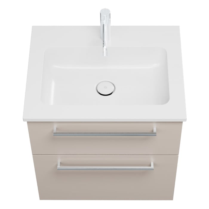 burgbad Eqio Waschtischkombination mit Mineralguss-Waschtisch, 62 cm, mit Stangengriff P95