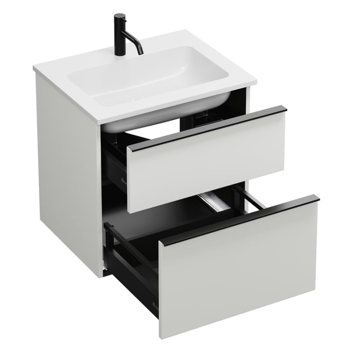 burgbad Eqio Waschtischkombination mit Mineralguss-Waschtisch, 62 cm, mit Griffleiste G0252