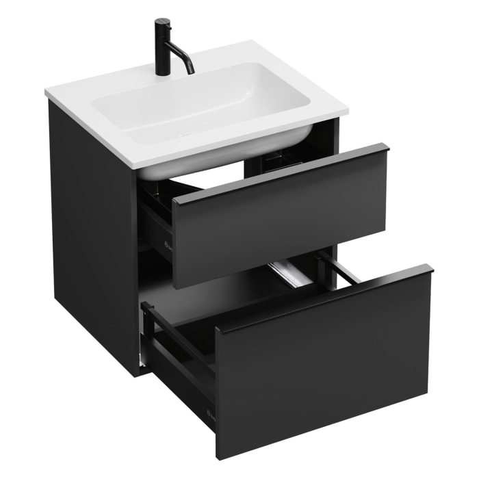 burgbad Eqio Waschtischkombination mit Mineralguss-Waschtisch, 62 cm, mit Griffleiste G0252