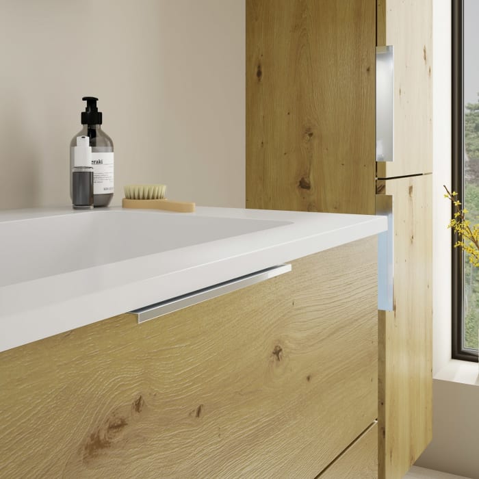 burgbad Eqio Waschtischkombination mit Mineralguss-Waschtisch, 82 cm, mit Griff G0146