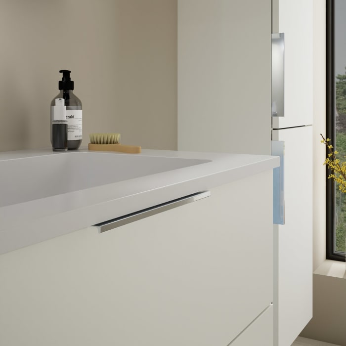 burgbad Eqio Waschtischkombination mit Mineralguss-Waschtisch, 82 cm, mit Griff G0146