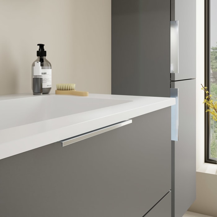 burgbad Eqio Waschtischkombination mit Mineralguss-Waschtisch, 82 cm, mit Griff G0146