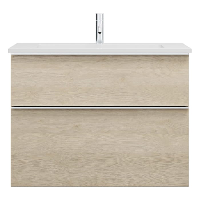 burgbad Eqio Waschtischkombination mit Mineralguss-Waschtisch, 82 cm, mit Griffleiste G0251