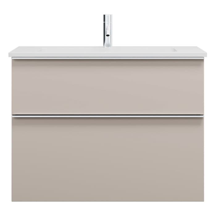 burgbad Eqio Waschtischkombination mit Mineralguss-Waschtisch, 82 cm, mit Griffleiste G0251