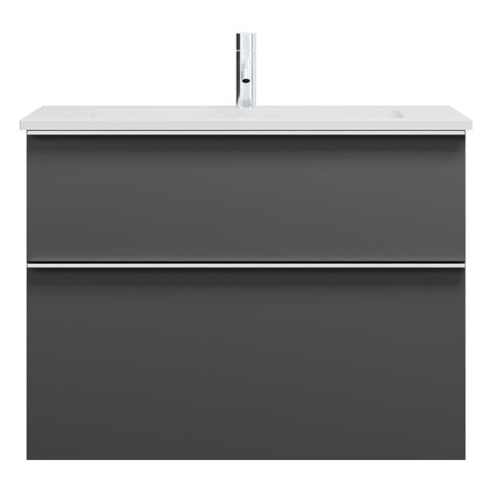 burgbad Eqio Waschtischkombination mit Mineralguss-Waschtisch, 82 cm, mit Griffleiste G0251