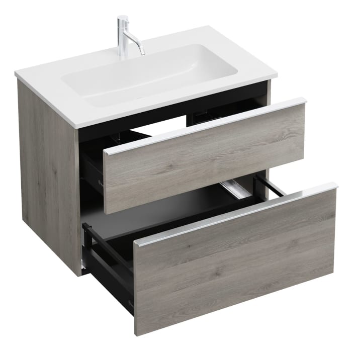 burgbad Eqio Waschtischkombination mit Mineralguss-Waschtisch, 82 cm, mit Griffleiste G0251