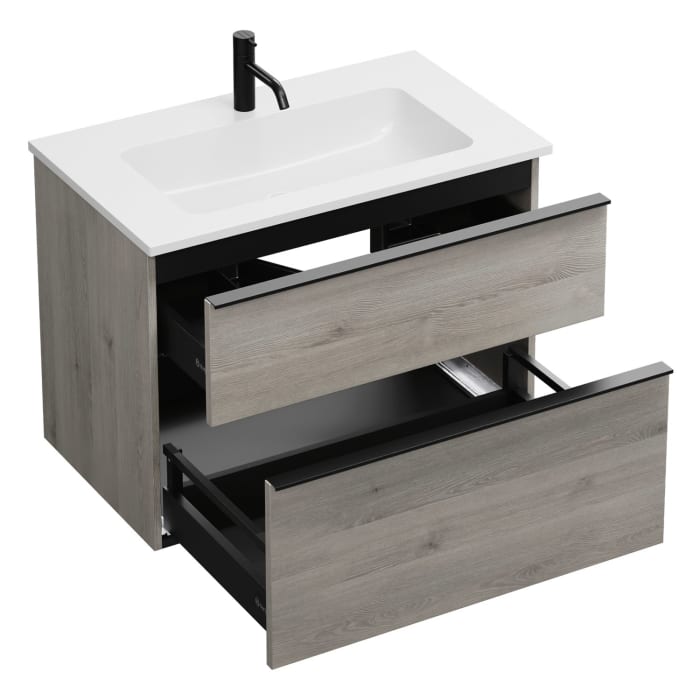 burgbad Eqio Waschtischkombination mit Mineralguss-Waschtisch, 82 cm, mit Griffleiste G0252