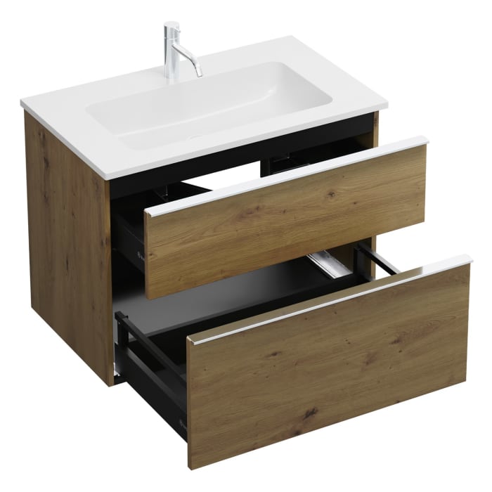 burgbad Eqio Waschtischkombination mit Mineralguss-Waschtisch, 82 cm, mit Griffleiste G0251