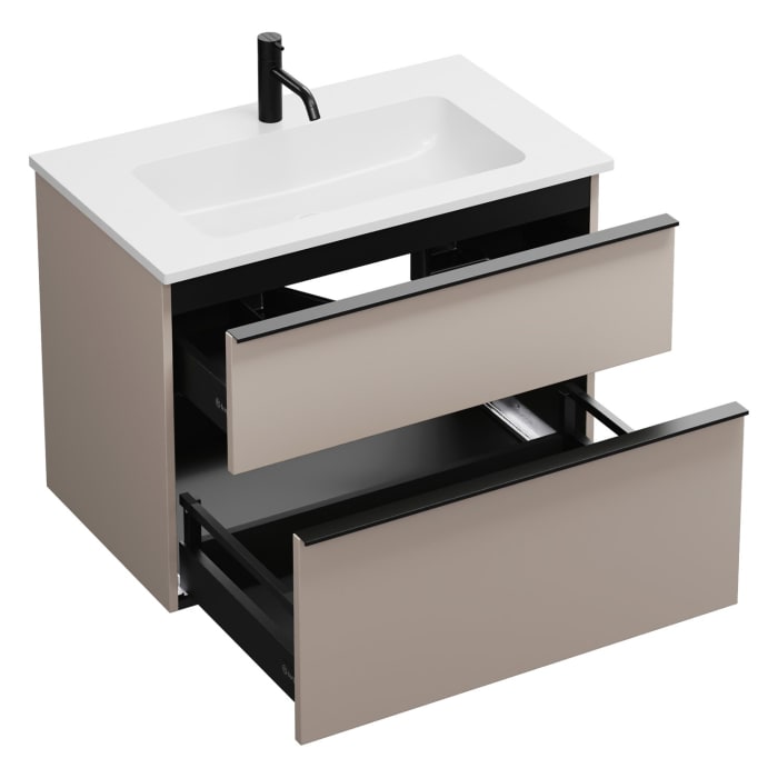 burgbad Eqio Waschtischkombination mit Mineralguss-Waschtisch, 82 cm, mit Griffleiste G0252