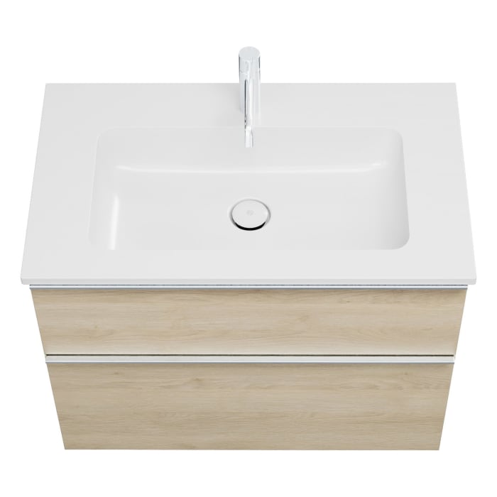 burgbad Eqio Waschtischkombination mit Mineralguss-Waschtisch, 82 cm, mit Griffleiste G0251