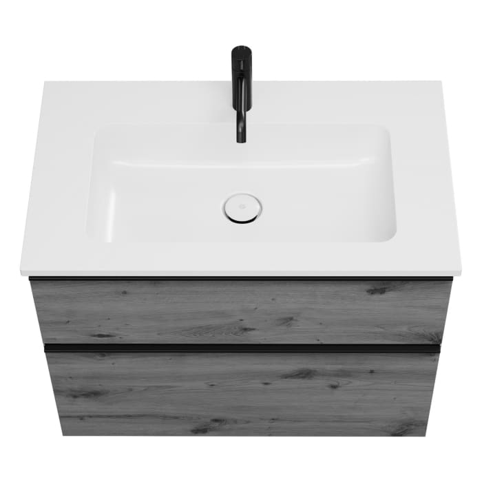 burgbad Eqio Waschtischkombination mit Mineralguss-Waschtisch, 82 cm, mit Griffleiste G0252