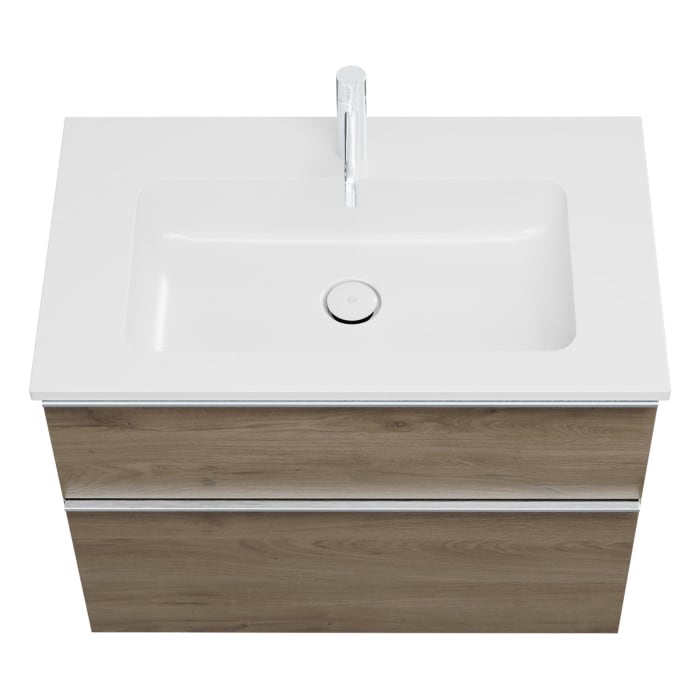 burgbad Eqio Waschtischkombination mit Mineralguss-Waschtisch, 82 cm, mit Griffleiste G0251