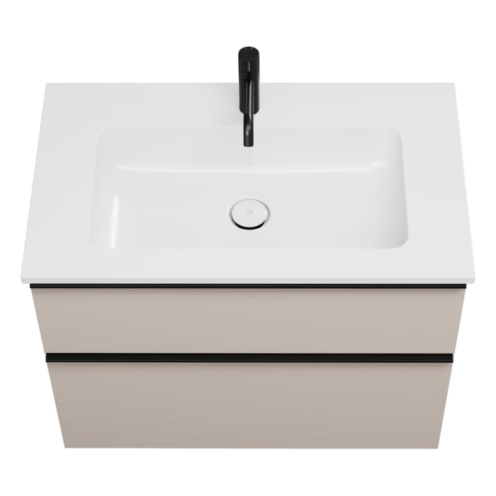 burgbad Eqio Waschtischkombination mit Mineralguss-Waschtisch, 82 cm, mit Griffleiste G0252