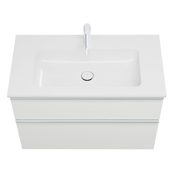 burgbad Eqio Waschtischkombination mit Mineralguss-Waschtisch, 92 cm, mit Griffleiste G0251