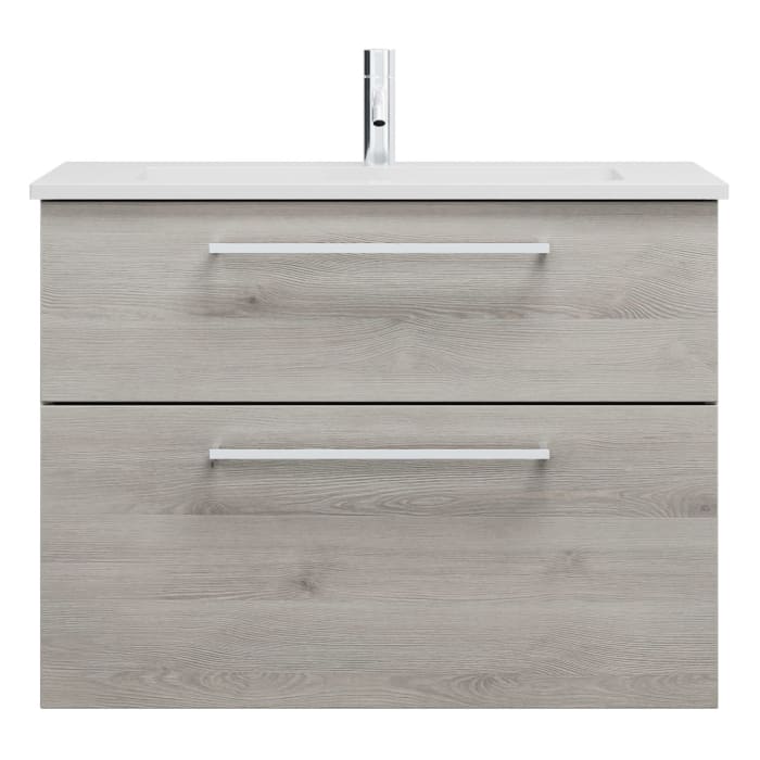 burgbad Eqio Waschtischkombination mit Mineralguss-Waschtisch, 82 cm, mit Stangengriff P95