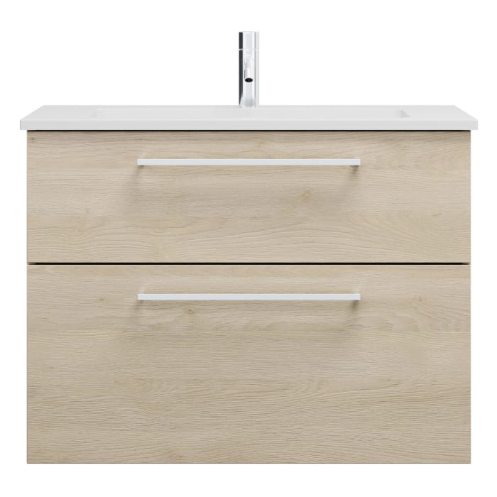 burgbad Eqio Waschtischkombination mit Mineralguss-Waschtisch, 82 cm, mit Stangengriff P95