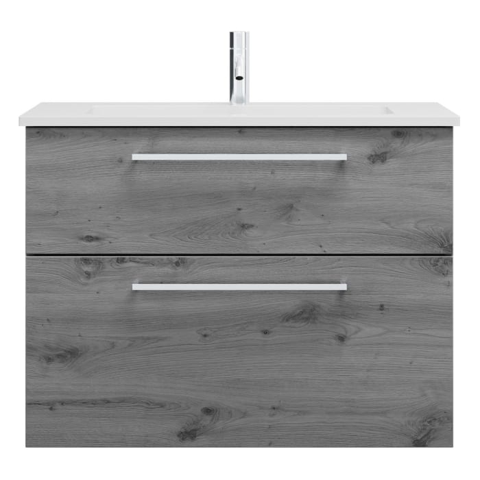 burgbad Eqio Waschtischkombination mit Mineralguss-Waschtisch, 82 cm, mit Stangengriff P95