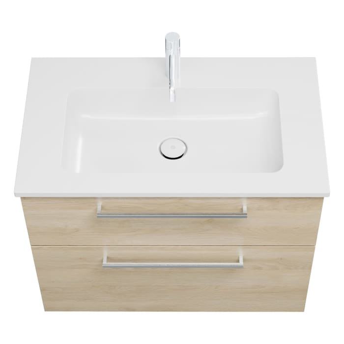 burgbad Eqio Waschtischkombination mit Mineralguss-Waschtisch, 82 cm, mit Stangengriff P95