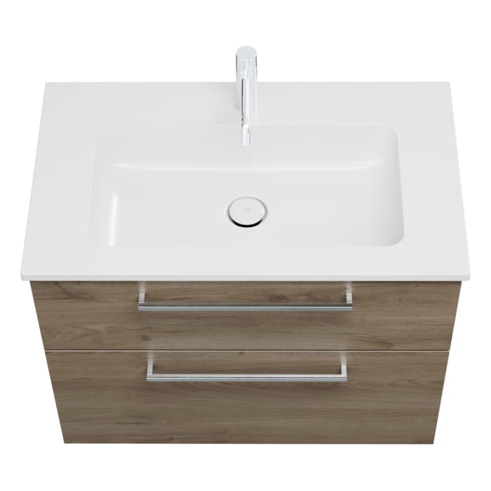 burgbad Eqio Waschtischkombination mit Mineralguss-Waschtisch, 82 cm, mit Stangengriff P95