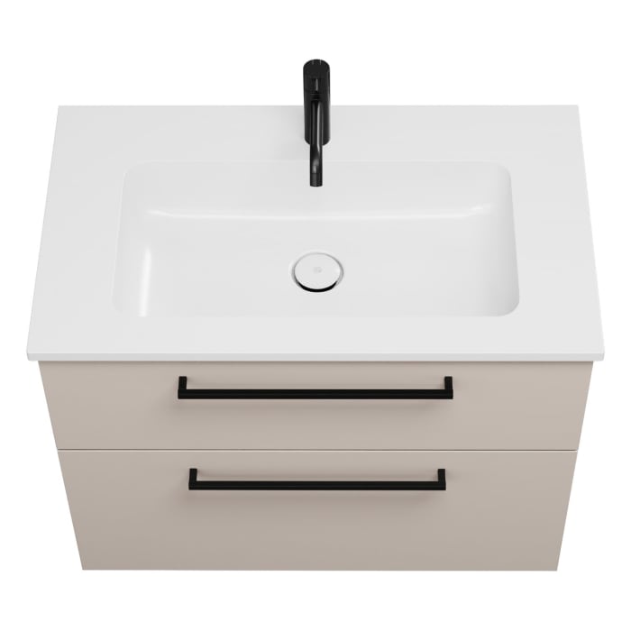 burgbad Eqio Waschtischkombination mit Mineralguss-Waschtisch, 82 cm, mit Stangengriff G0234